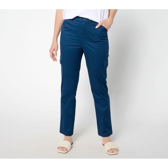 Belle by Kim Gravel Women's Petite Pants 20P Utility Stretch Blue A647814 - Picture 1 of 4